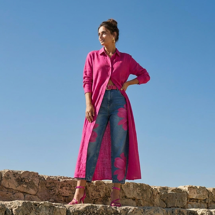 Beatrix | Jeans rosa de corte folgado elegante