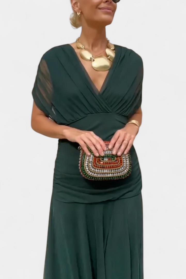 Clara | Vestido longo floral com decote em V