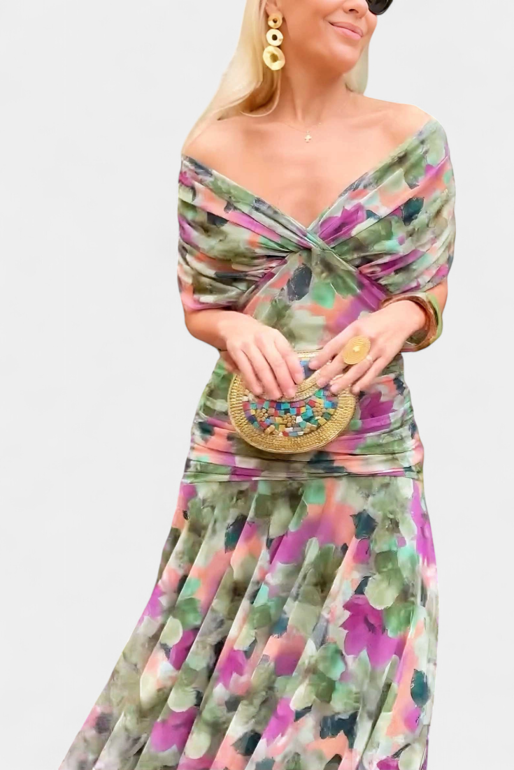 Clara | Vestido longo floral com decote em V