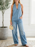 Ivy™ | Conjunto de duas peças em denim vintage