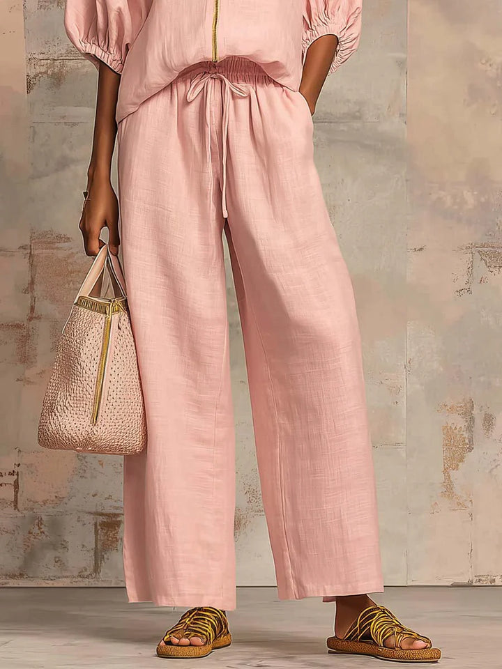 Alba | Conjunto de duas peças: Camisa de estilo descontraída e calças de perna larga