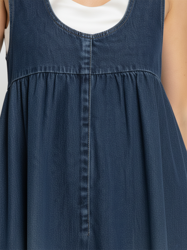 Karen™ | Vestido maxi em denim lavado vintage