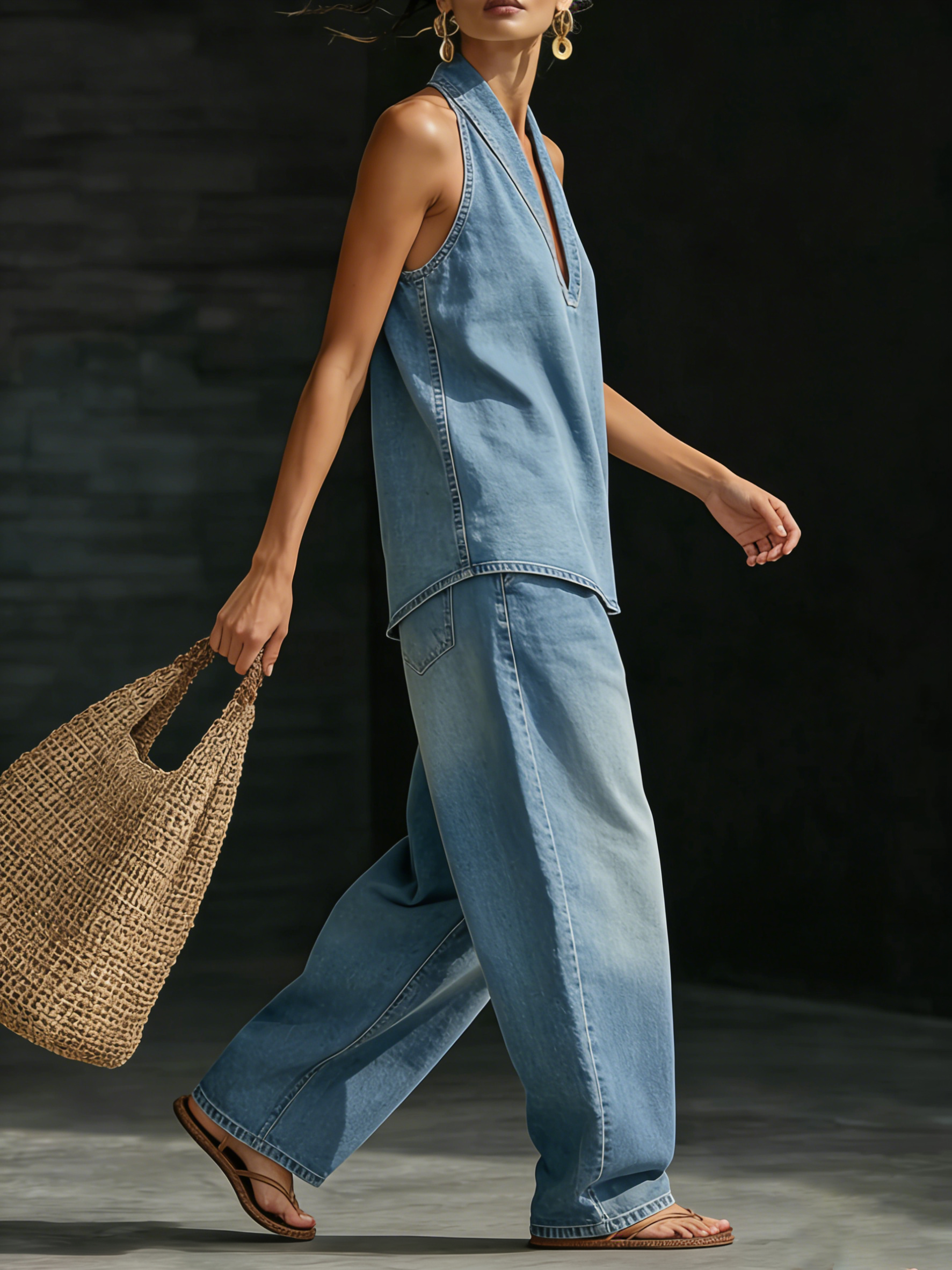 Fernanda | Conjunto de Duas Peças em Denim Minimalista e Confortável