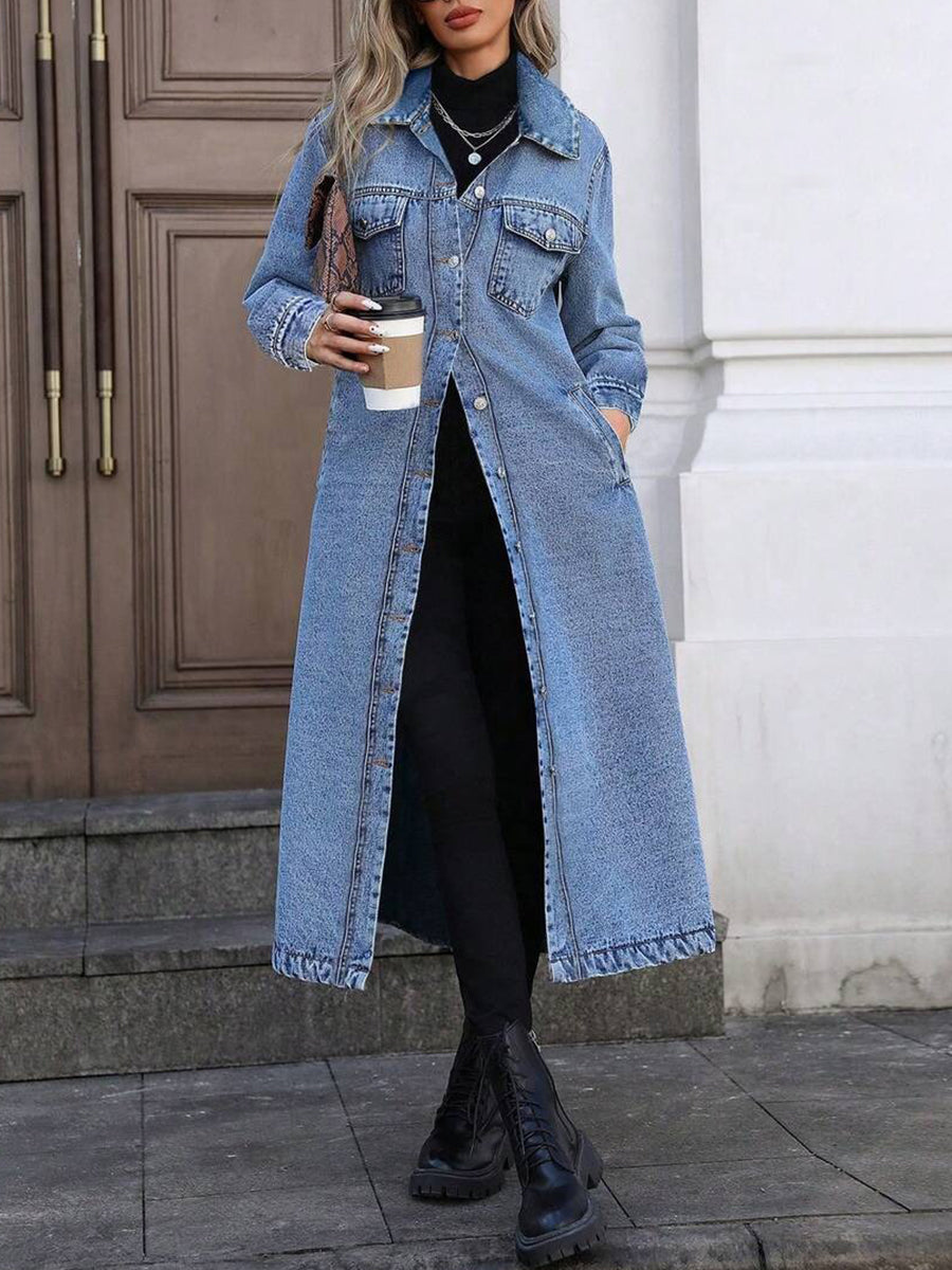 Maya | Jaqueta Jeans Comprida Estilosa